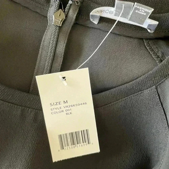 Vince Black Short Sleeve Dress Size Medium Sheer Sleeves Crewneck Classic - Picture 11 of 11